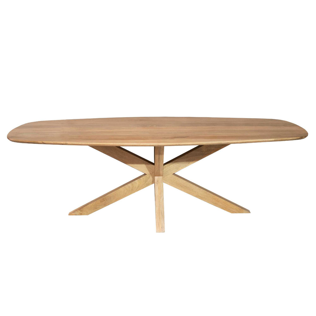 Eettafel Nina Deens Ovaal 210cm van Starfurn, mangohouten tafel met kruispoot, vooraanzicht