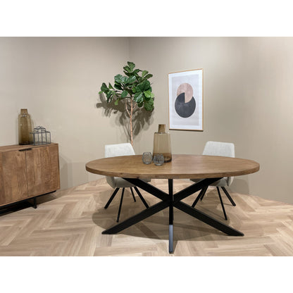 Eettafel Rocky 180cm in Pecan, detail van het blad
