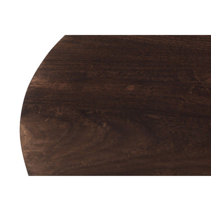 Detail van de nerf en de afgeronde bladrand in Walnut mangohout
