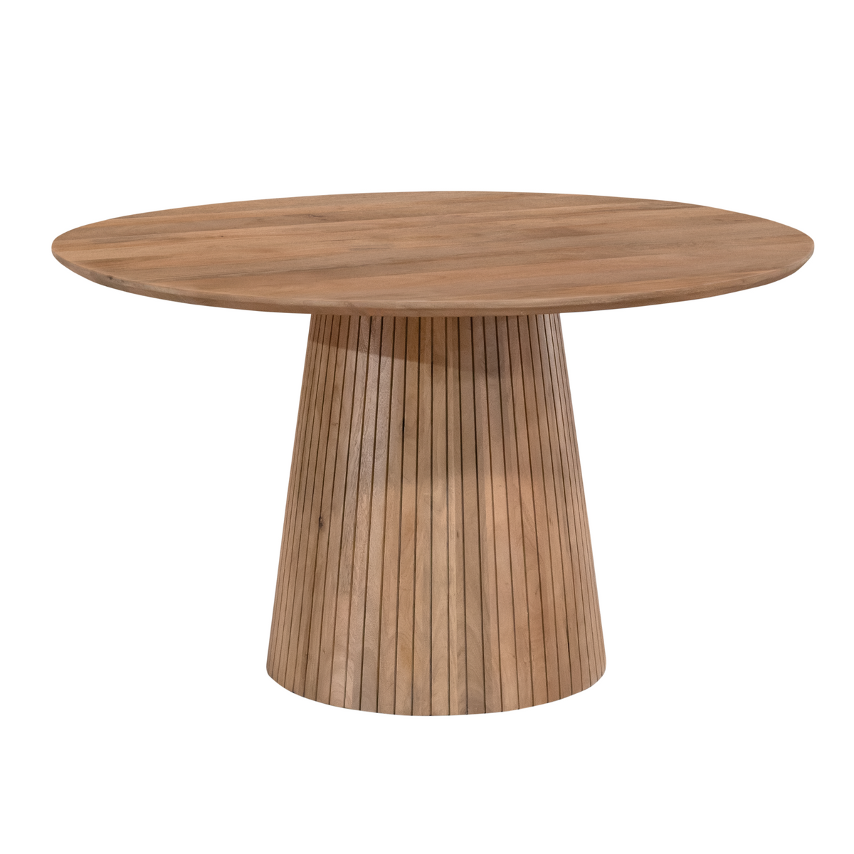 Eettafel Solana Naturel Rond 130cm van Starfurn iets van bovenaf gefotografeerd
