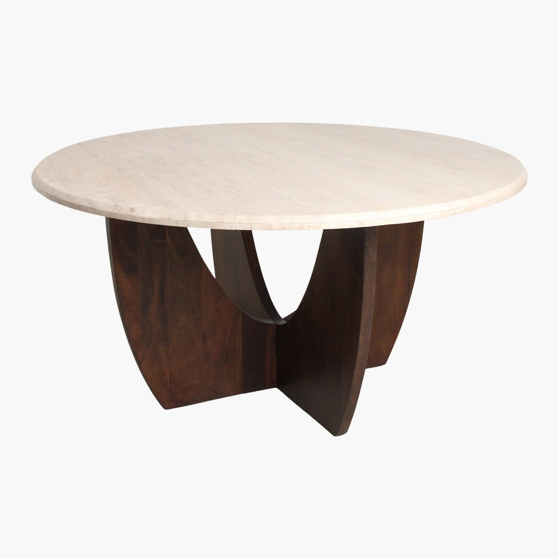 Eettafel Travertin Ronde Bruin Onderstel Raw Materials 120cm - Eetkamertafel - Raw Materials - livinglovely.nl