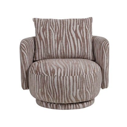 Elin Fauteuil Beige Golvende Lijnen Rond van PTMD, vooraanzicht van de ronde beige fauteuil