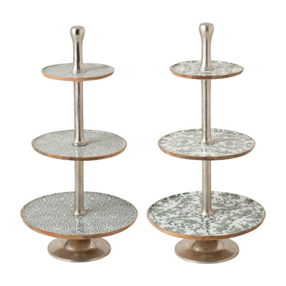 Etagère a 3 ripiani in legno di mango verde/bianco, set da 2, J-Line