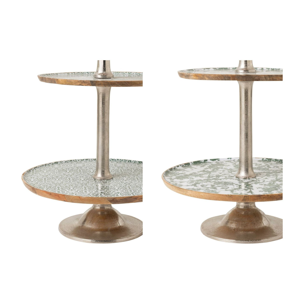 Etagère a 3 ripiani in legno di mango verde/bianco, set da 2, J-Line