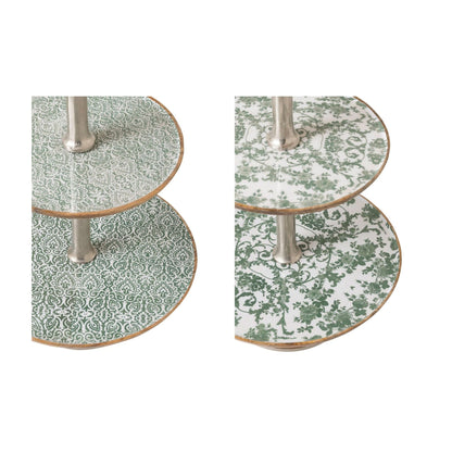 Etagère a 3 ripiani in legno di mango verde/bianco, set da 2, J-Line
