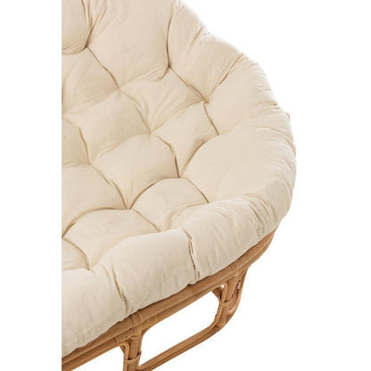 Fauteuil Roni Met Kussen Rotan Naturel/Wit J-Line