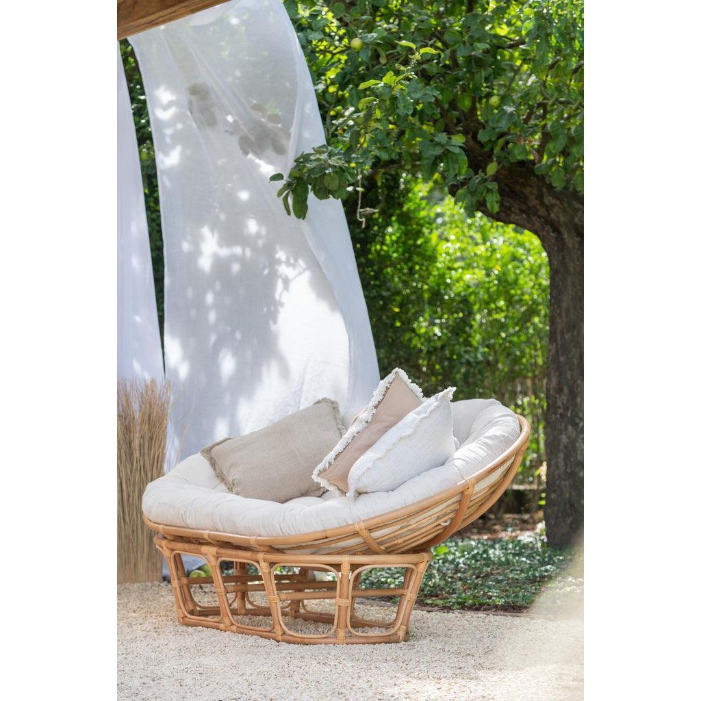 Fauteuil Roni Met Kussen Rotan Naturel/Wit J-Line