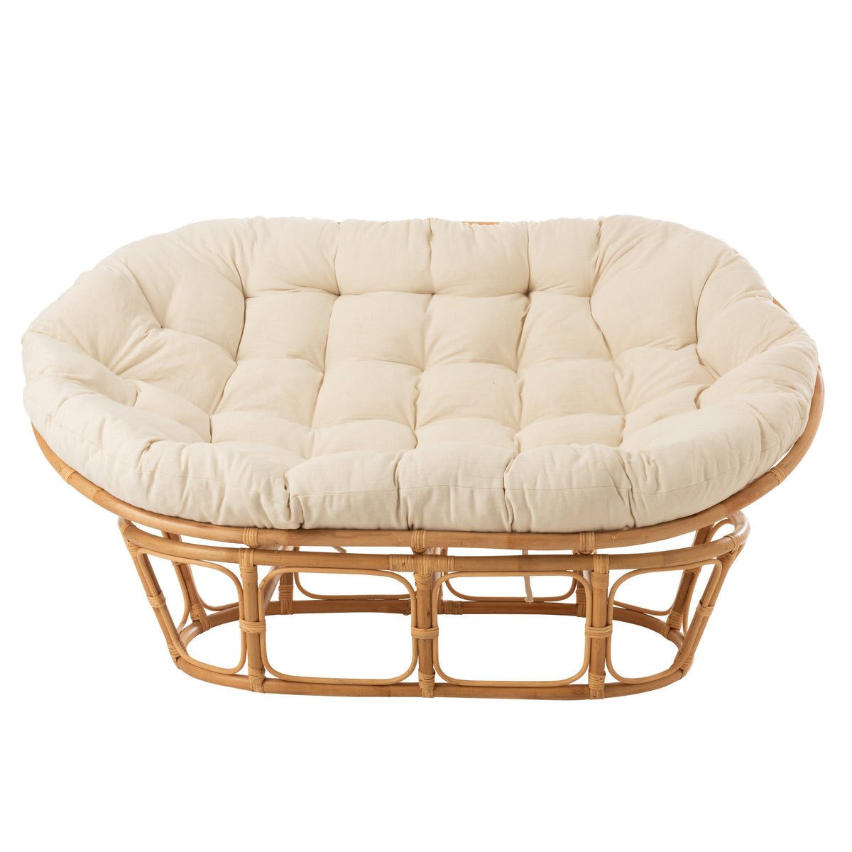 Fauteuil Roni Met Kussen Rotan Naturel/Wit J-Line