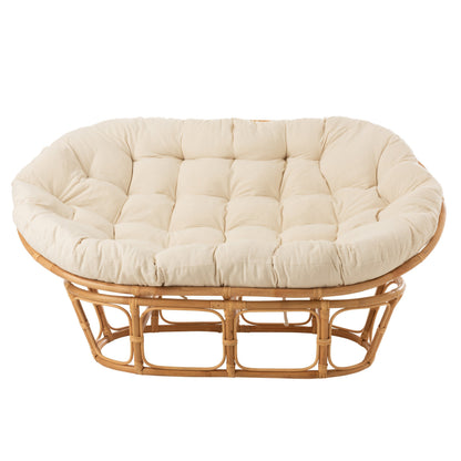 Fauteuil Roni Met Kussen Rotan Naturel/Wit J-Line