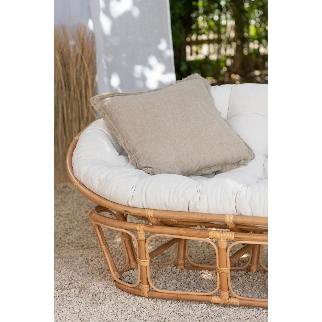 Fauteuil Roni Met Kussen Rotan Naturel/Wit J-Line