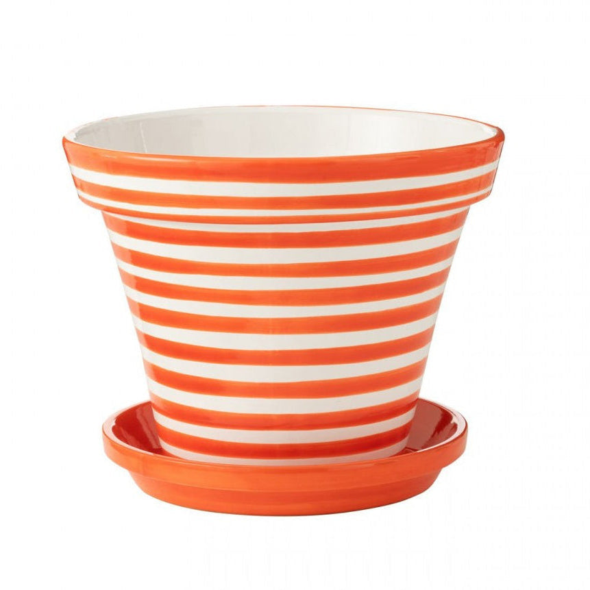 Vaso da fiori+Piato Granada Stripes Ceramica artigianale+dipinta Naranja Extra Large J-Line