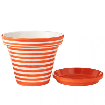 Vaso da fiori+Piato Granada Stripes Ceramica artigianale+dipinta Naranja Extra Large J-Line