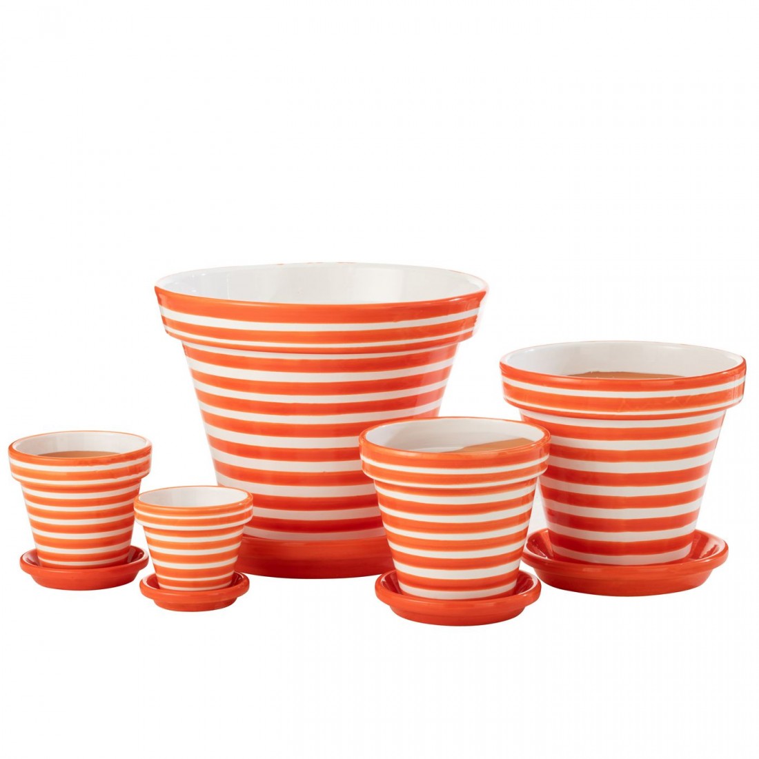 Vaso da fiori+Piato Granada Stripes Ceramica artigianale+dipinta Naranja Extra Large J-Line