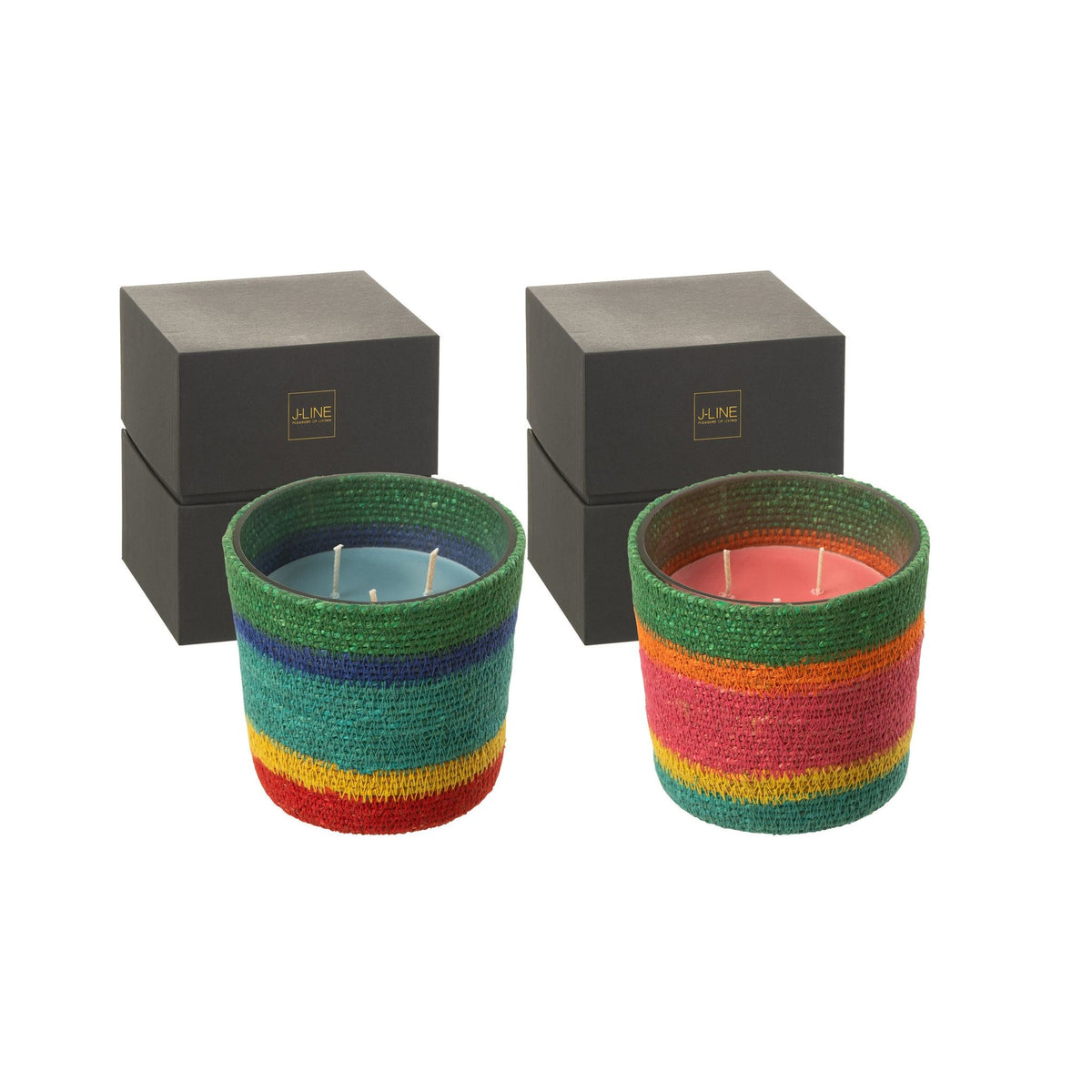 Candela profumata Cestino Mix di cere rosa Small-45 Ore Set di 2 J-Line