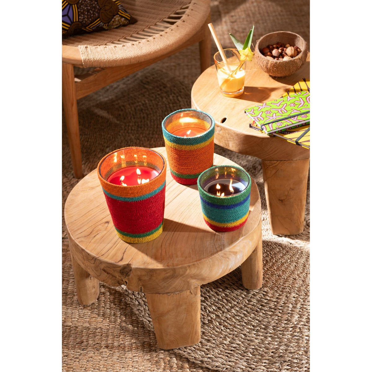 Candela profumata Cestino Mix di cere rosa Small-45 Ore Set di 2 J-Line