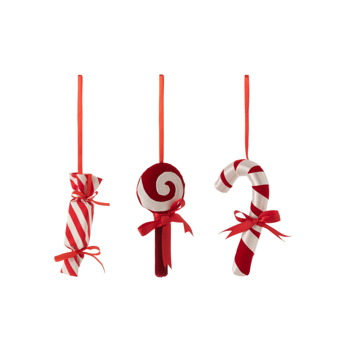 Ciondolo Caramella Tessuto Rosso/Bianco Set di 3 J-Line