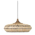 Hanglamp Nerja van MUST Living, platte ronde kap van naturel abaca met zwarte stiksels en gevlochten top