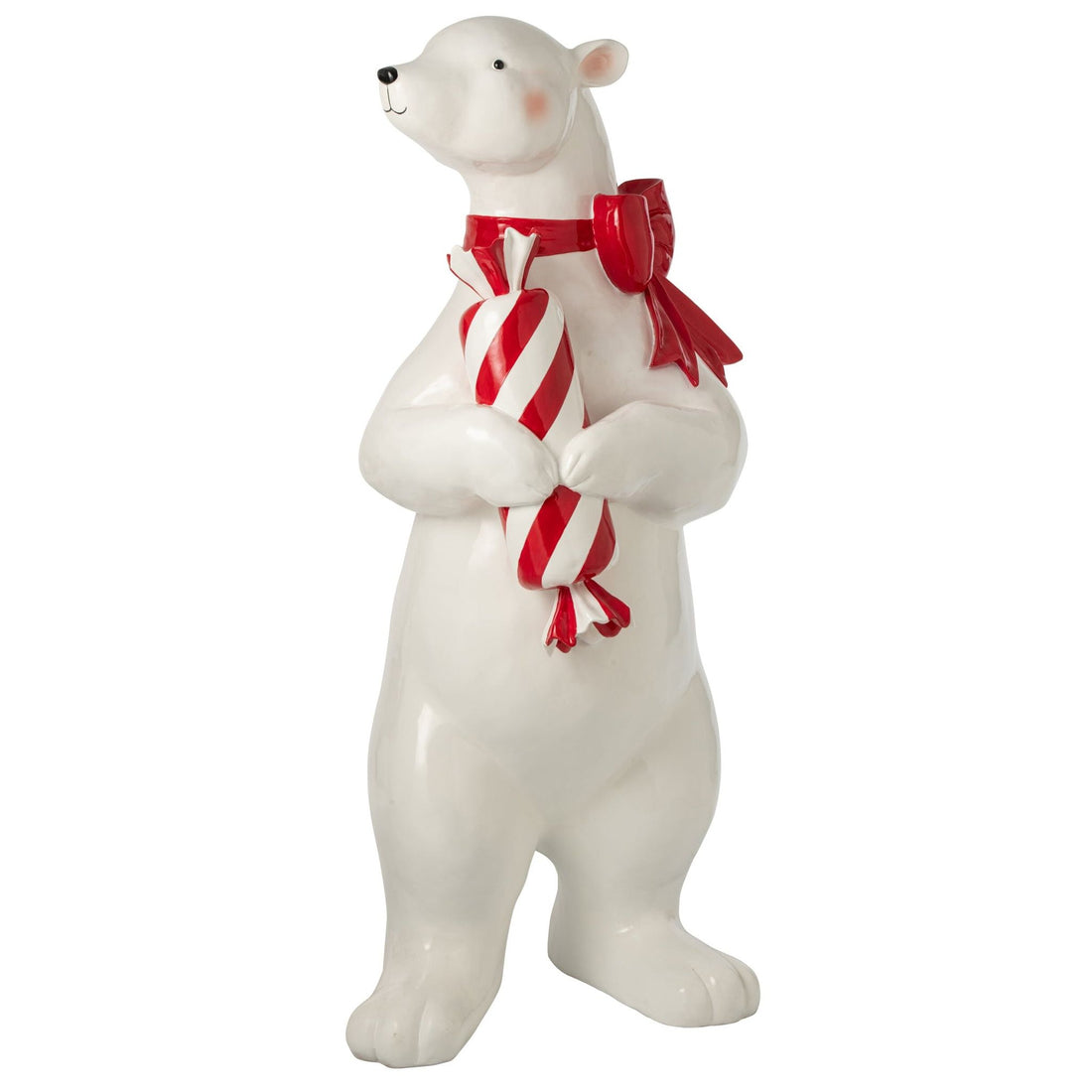 Orso Polare in Piedi con Bastone da Passeggio Bianco/Rosso Natale J-Line