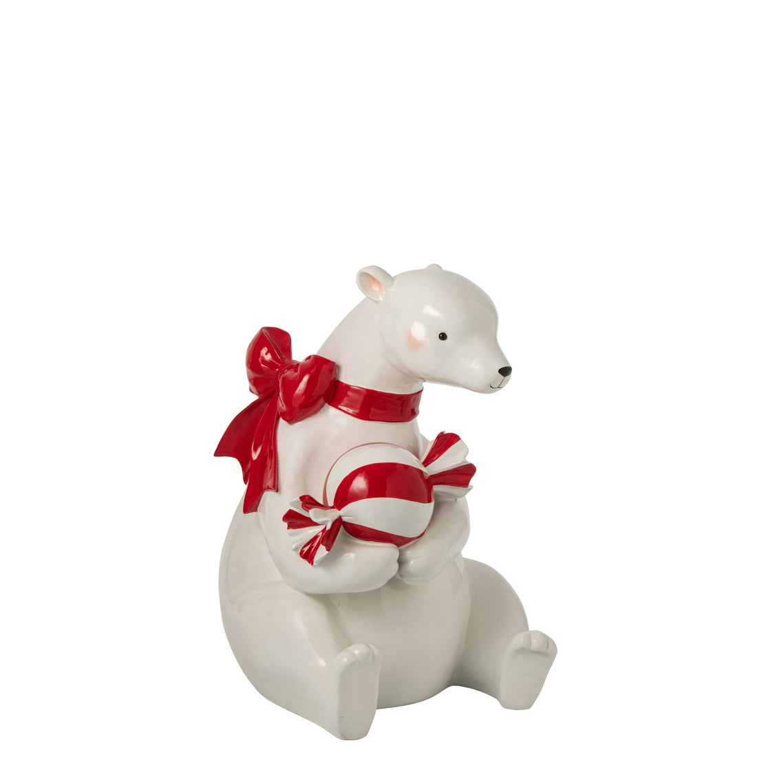 Orso Polare Seduto Con Bastone Bianco/Rosso Natale J-Line