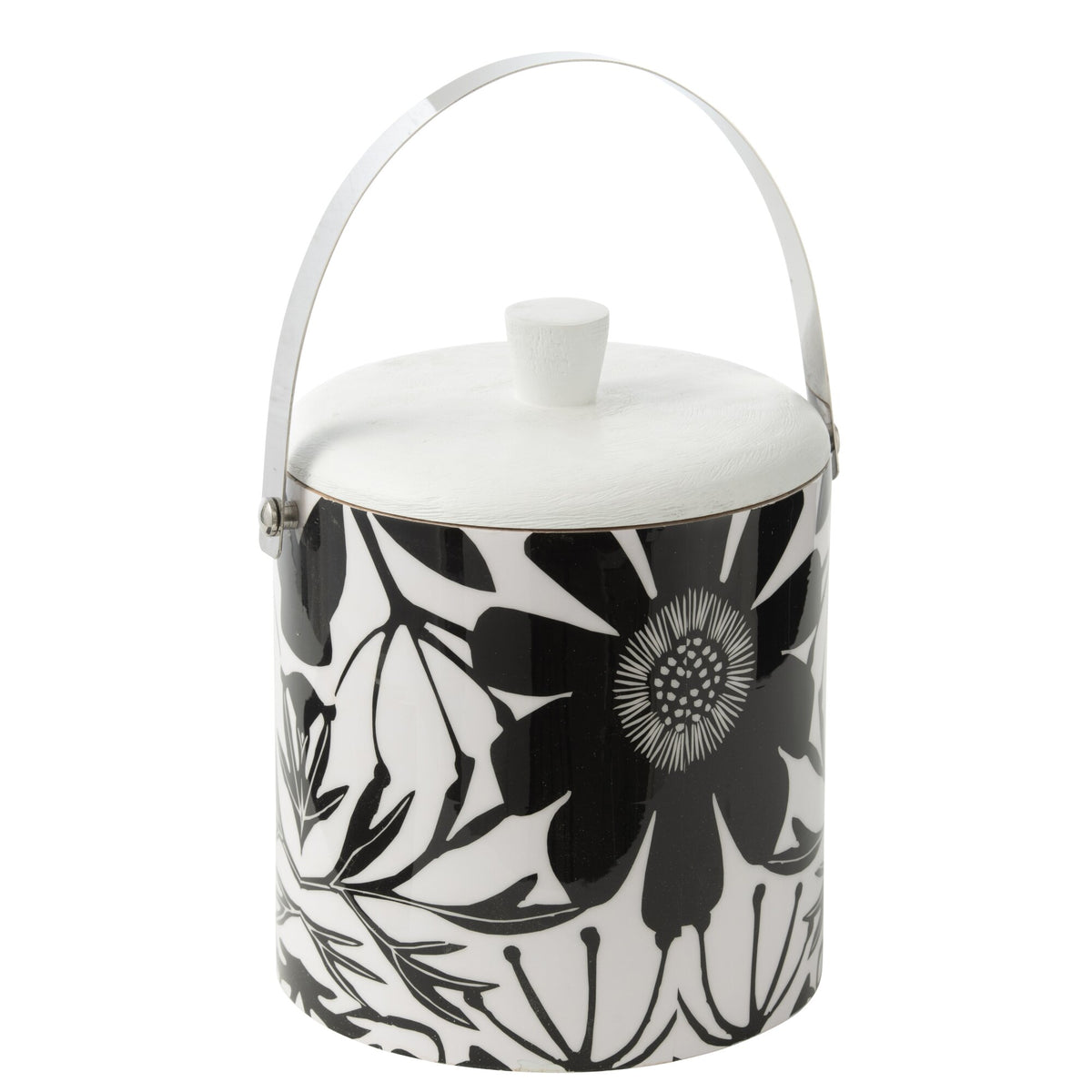 Secchio ghiaccio Fiori Legno di mango Nero/Bianco J-Line