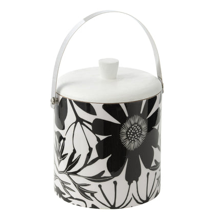 Secchio ghiaccio Fiori Legno di mango Nero/Bianco J-Line