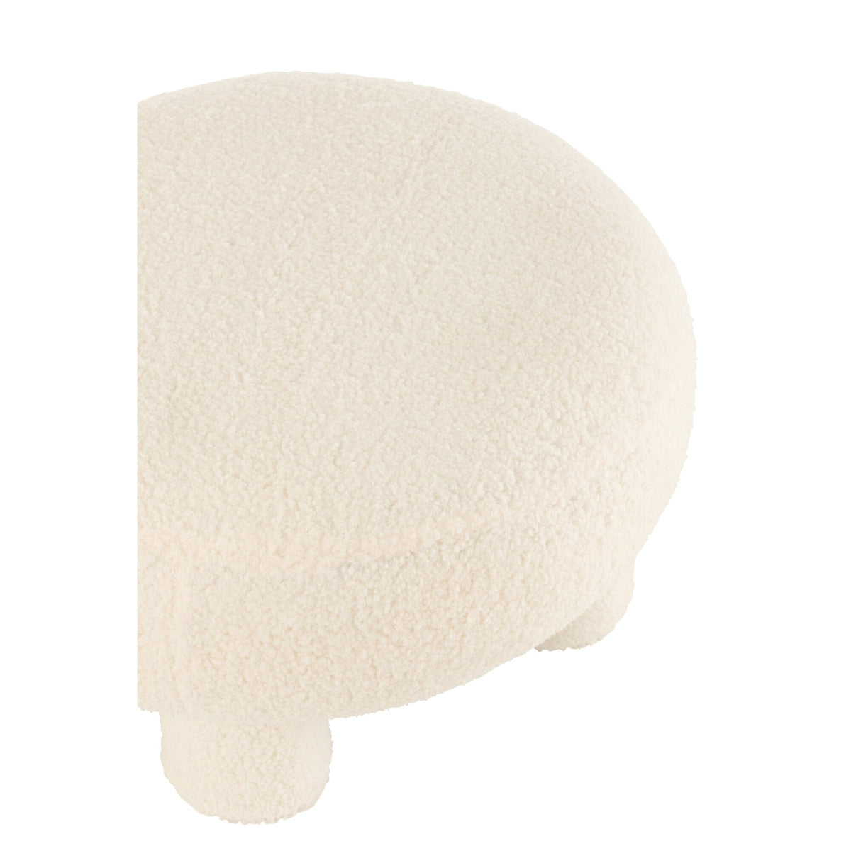 Sgabello J-Line round in bouclé teddy bianco con piedini J-Line