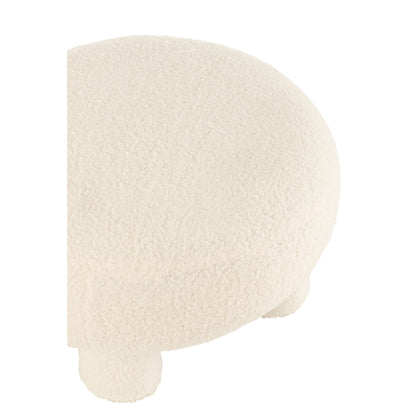 Sgabello J-Line round in bouclé teddy bianco con piedini J-Line