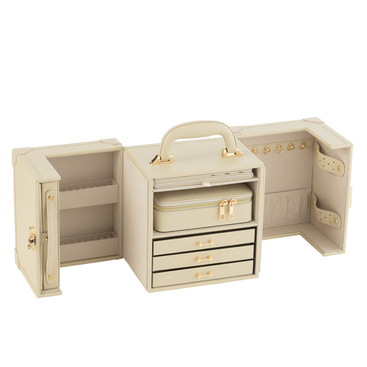 Portagioie con manico in similpelle beige J-Line