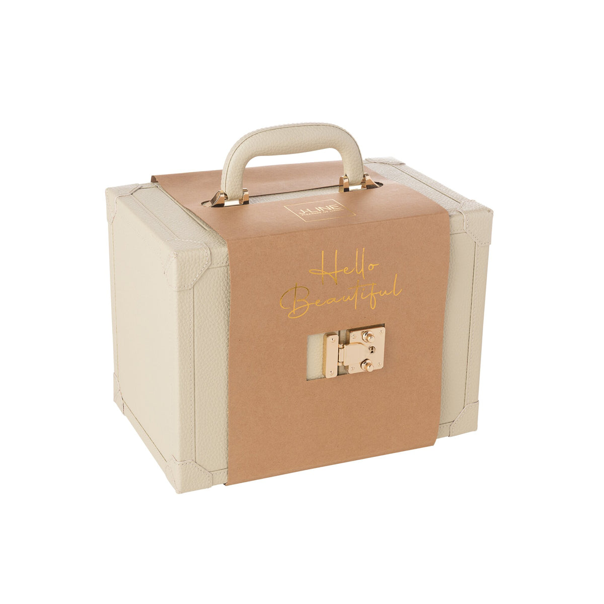 Portagioie con manico in similpelle beige J-Line