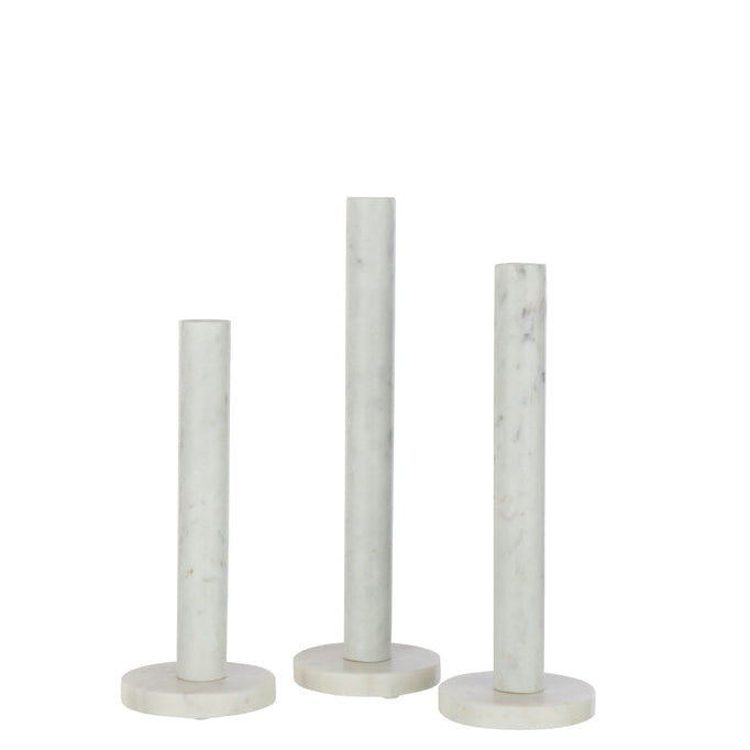 Kaarshouder Marmer Wit set van 3 - Kandelaar - J-Line - livinglovely.nl