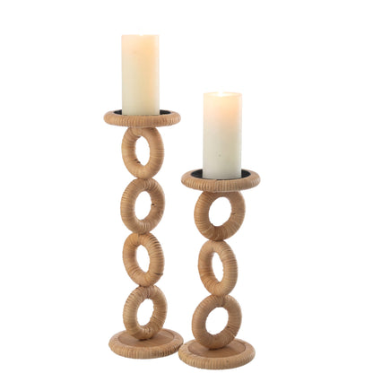 Portacandela ad anello in MDF naturale grande J-Line