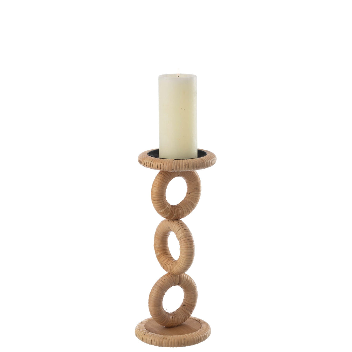Portacandela ad anello in MDF naturale piccolo J-Line
