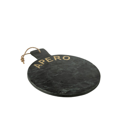 Tagliere per formaggi rotondo in marmo nero/color oro J-Line
