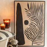 Kader Blad Abstract Hout/Canvas Bruin/Zwart - Schilderij - J-Line - livinglovely.nl