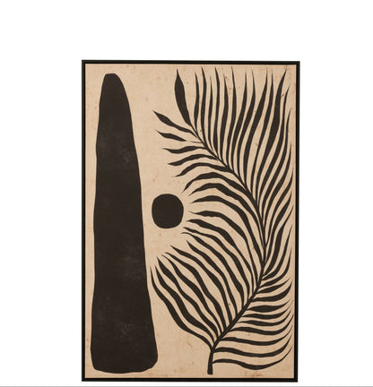 Cornice Foglio Astratto Legno/Tela Marrone/Nero J-Line