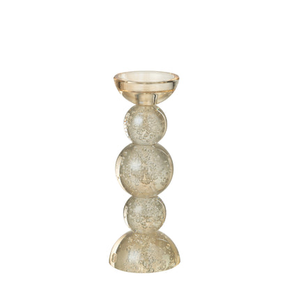 Kandelaar Glas Champagnekleurig Small Dia9,5xh26,5 J-Line - Kaarshouder - J-Line - livinglovely.nl