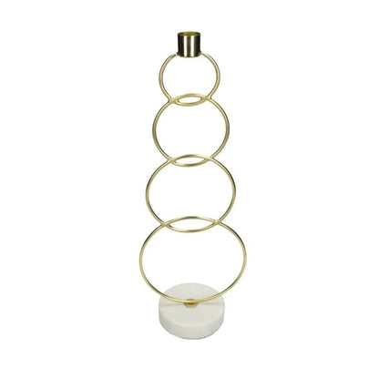 Kandelaar Ringen Goud op marmeren voet 13x9x36cm 1 + 1 Gratis - Kandelaar - Living Lovely - livinglovely.nl
