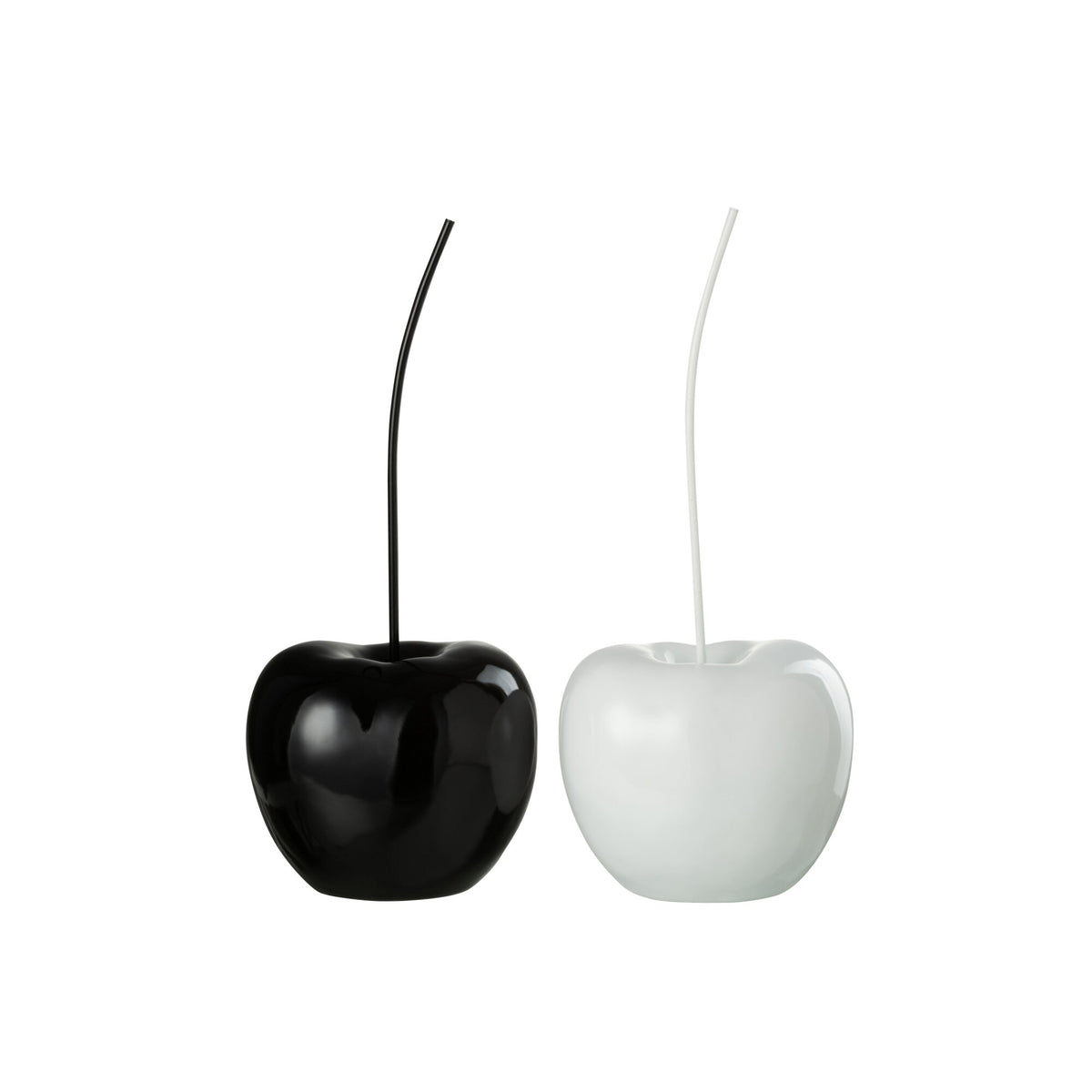Set Grande di 2 Cespugli in Resina Bianco/Nero Lucido J-Line