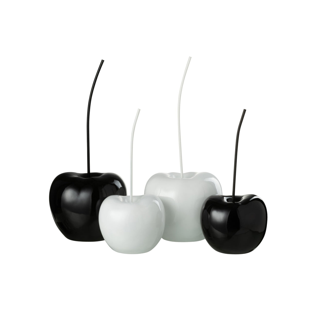 Set Grande di 2 Cespugli in Resina Bianco/Nero Lucido J-Line