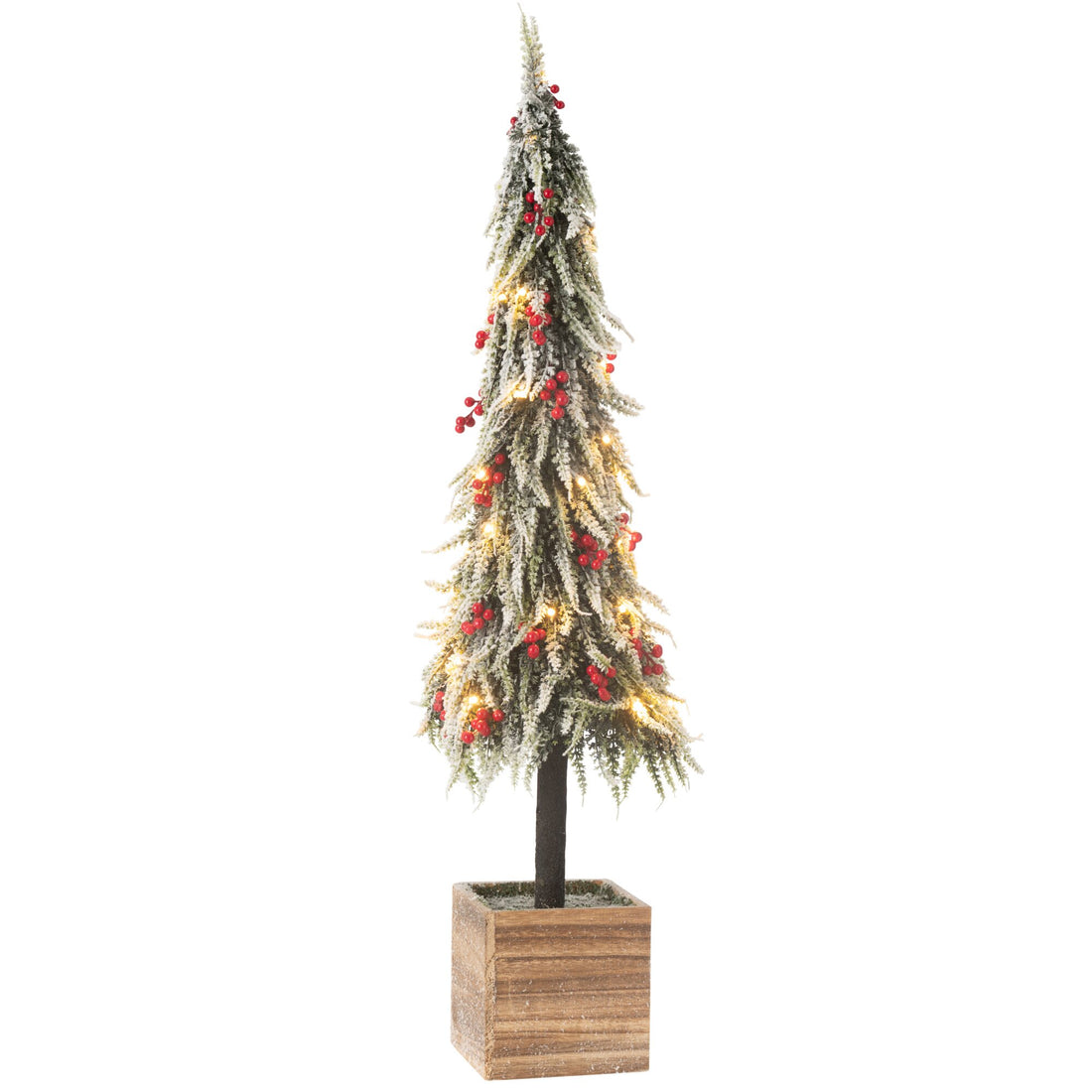 Albero di Natale+LED Neve Artificiale Verde/Rosso Extra Large H95cm J-Line