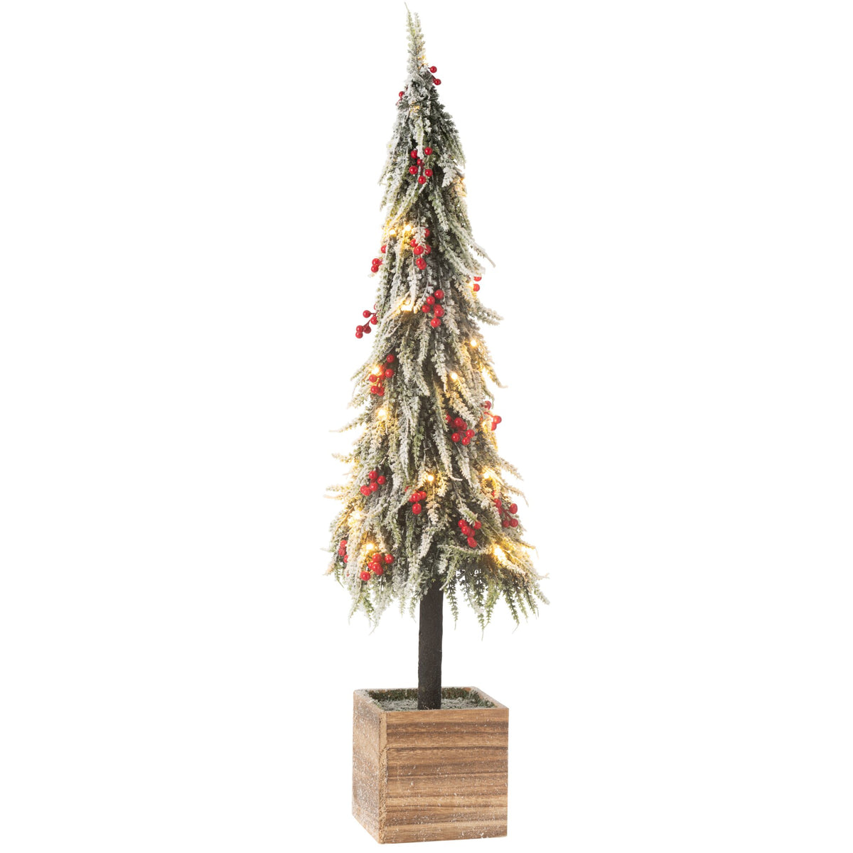 Albero di Natale+LED Neve Artificiale Verde/Rosso Extra Large H95cm J-Line