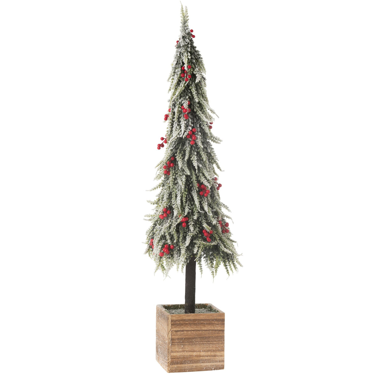 Albero di Natale+LED Neve Artificiale Verde/Rosso Extra Large H95cm J-Line