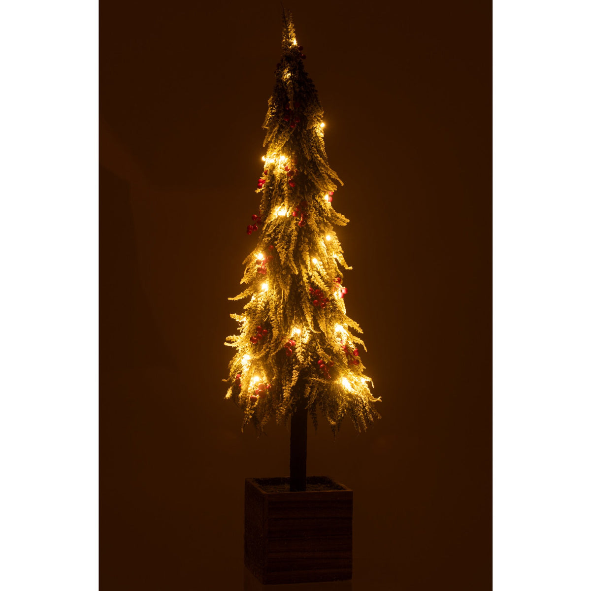 Albero di Natale+LED Neve Artificiale Verde/Rosso Extra Large H95cm J-Line