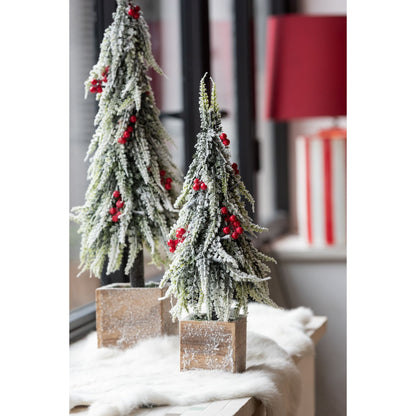 Kerstboom + Led Kunststof Sneeuw Groen/Rood Small H40cm van J-Line, groenrode kerstboom van kunststof, van dichtbij gezien