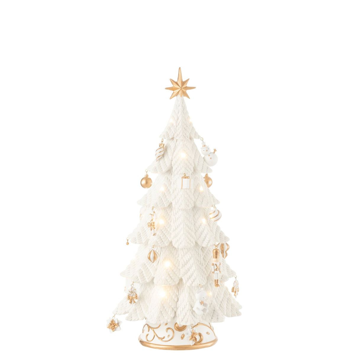 Albero di Natale Ornamenti LED Resina Bianco/Oro Piccolo H51,5cm j-Line