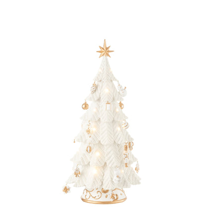 Albero di Natale Ornamenti LED Resina Bianco/Oro Piccolo H51,5cm j-Line