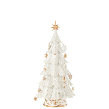 Albero di Natale Ornamenti LED Resina Bianco/Oro Piccolo H51,5cm j-Line