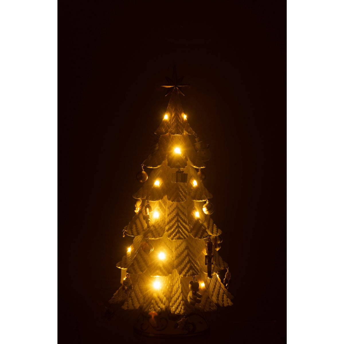 Albero di Natale Ornamenti LED Resina Bianco/Oro Piccolo H51,5cm j-Line