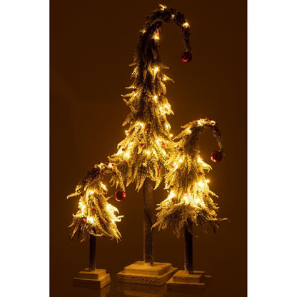 Kerstboom Muts+Led Kunststof Sneeuw Groen/Rood Medium H55cm van J-Line, van dichtbij gezien