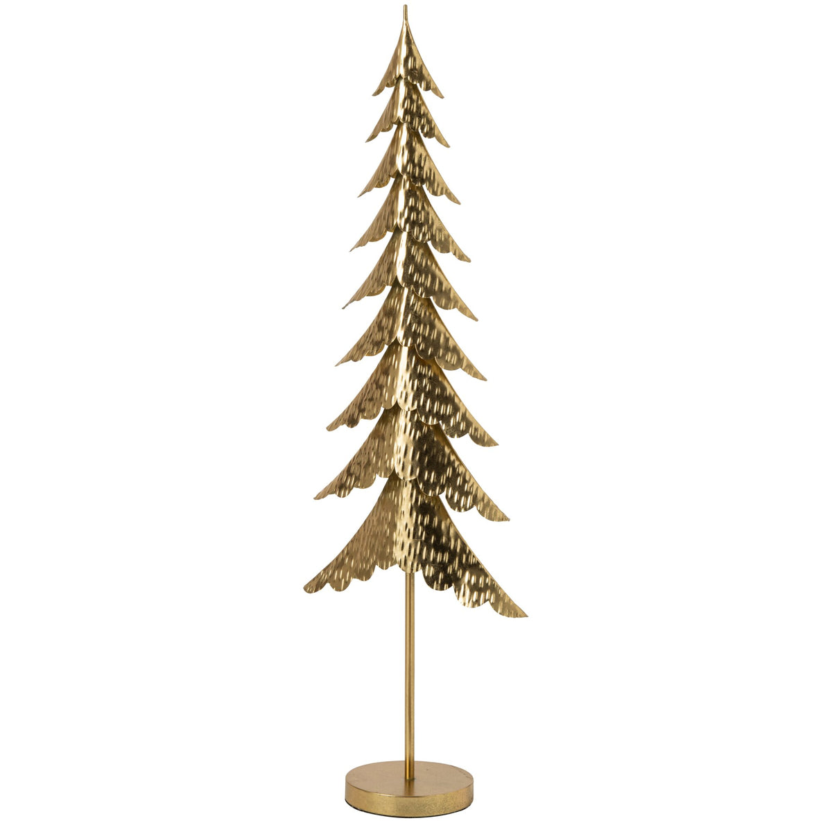 Gouden kerstboom op stam van J-Line, zijaanzicht op witte achtergrond